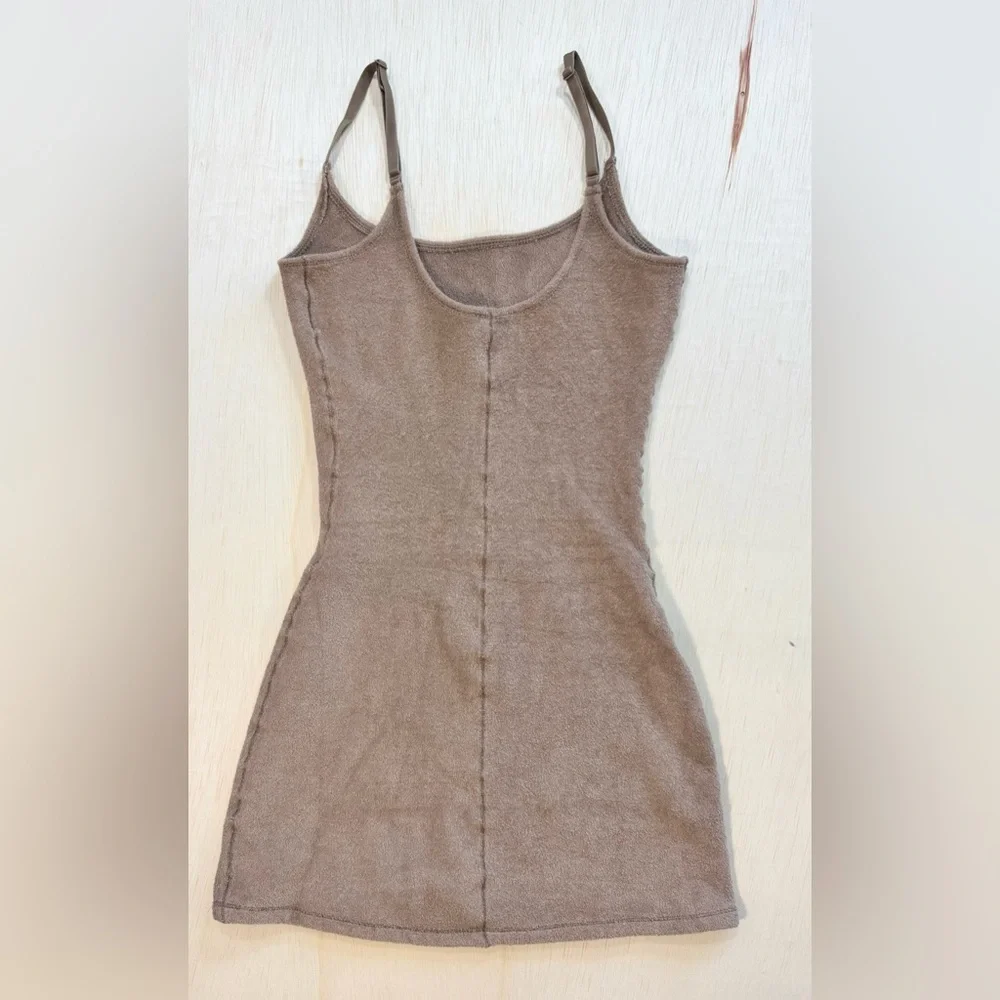 Skims Women's Terry Scoop-neck Cotton-blend Towelling Mini Dress in desert tan - Picture 5 of 8